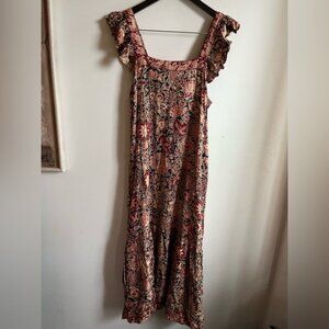 Anthropolgie Love the Label Paisley Ruffle sleeves Maxi Dress